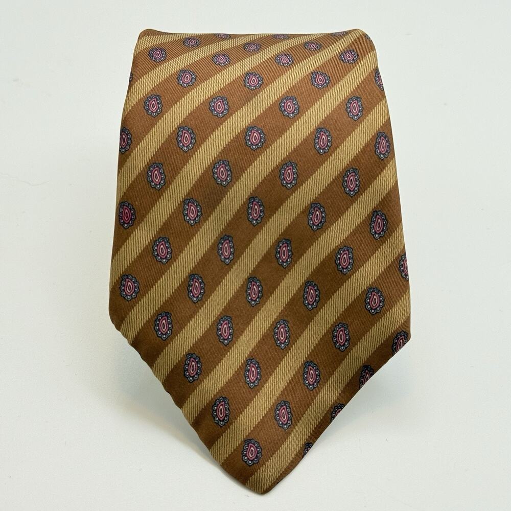 Yves Saint Laurent YSL Tie 100% Silk Necktie Italy Vintage Classic 57 x 3.25 Brn